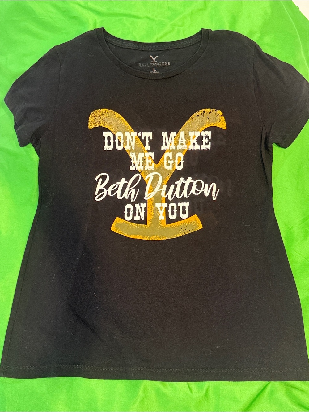 Black Short-Sleeve Graphic Tee with Yellow Crest